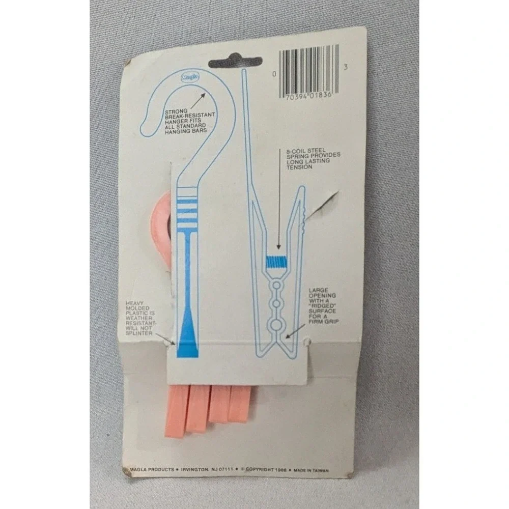 Magla Drip Dry Hangers Unisex OS Pink New Vintage 1986 Heavy Duty Plastic 6 Pack